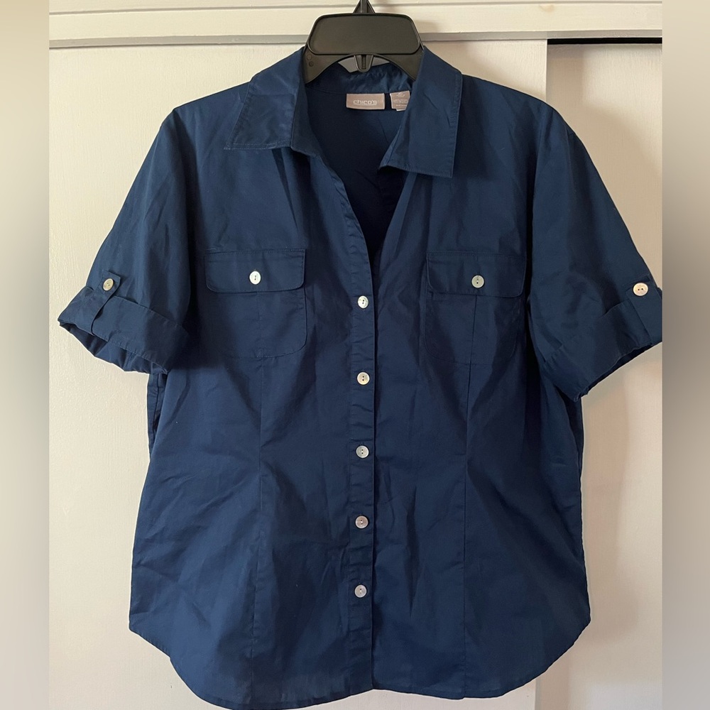 CHICOS navy blue shirt size 2/L